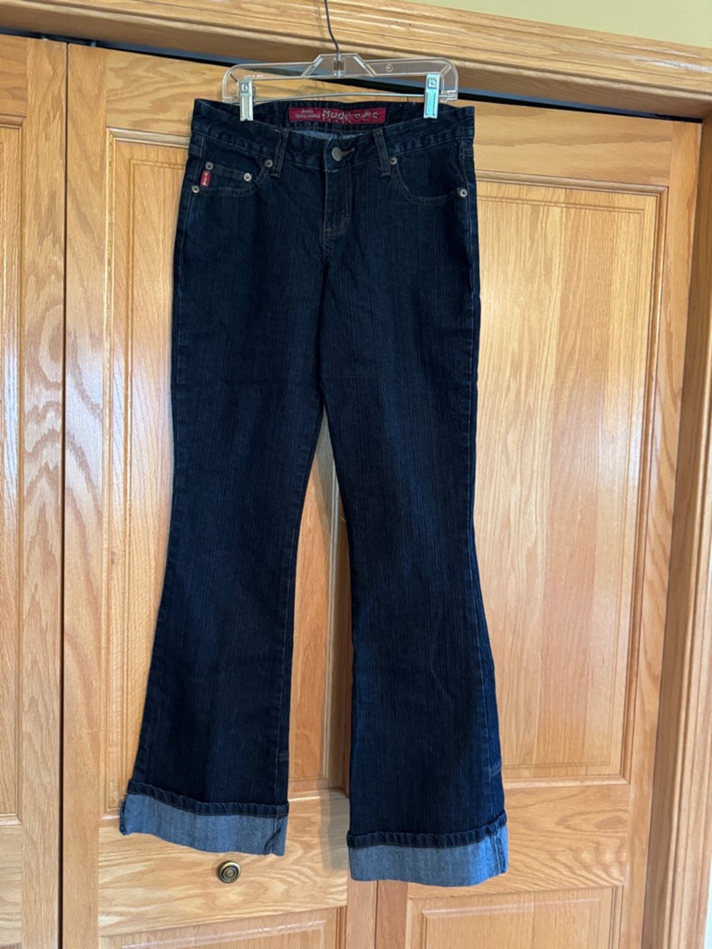 Y2K  Mudd Black Dress Denim Jeans w/unique cuff and back stitch detail. Sz 5